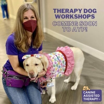 Therapy dog team at work
